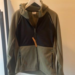 asics new with tags army green and black fleece jacket size small